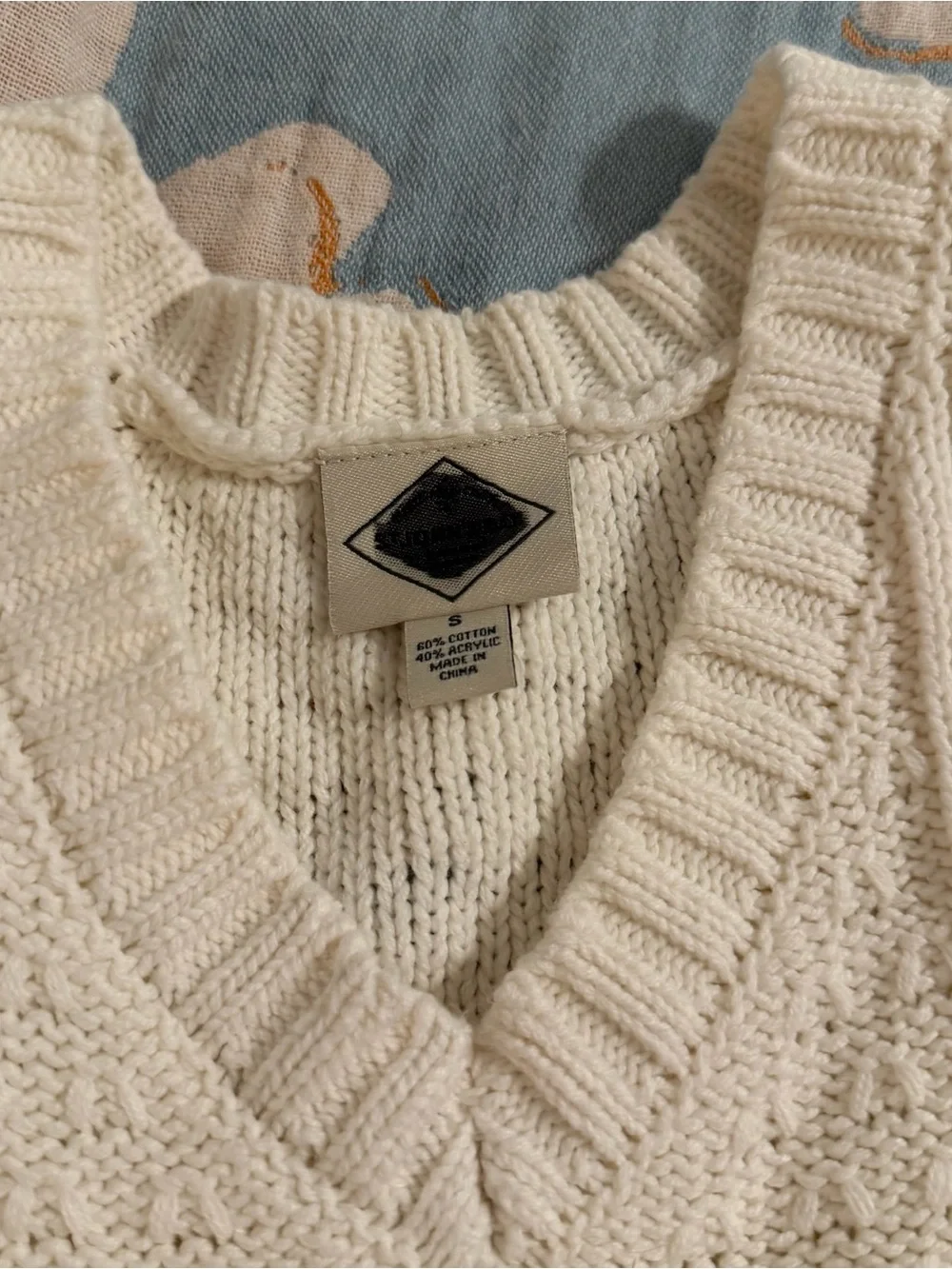 St John’s Bay Women's Cotton Blend Knitted Sweater Vest White Size Small